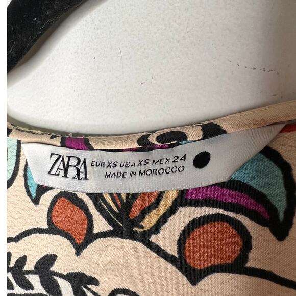 Zara Multicolor Printed Ruffle Hem Maxi Dress Size XS - Picture 8 of 12